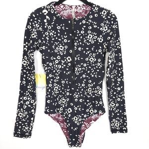 Maaji One Piece Swimsuit S‎ Long Sleeve Zipper Rashguard Floral Reversible NWT